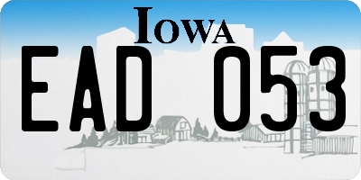 IA license plate EAD053