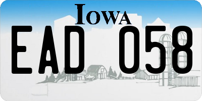 IA license plate EAD058