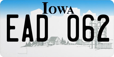 IA license plate EAD062