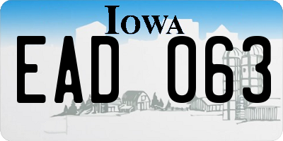 IA license plate EAD063