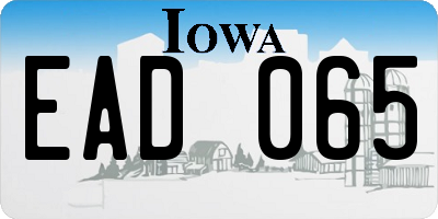 IA license plate EAD065