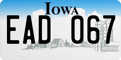 IA license plate EAD067