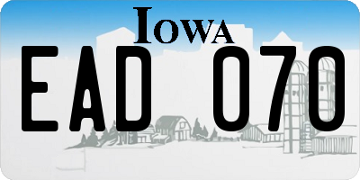 IA license plate EAD070