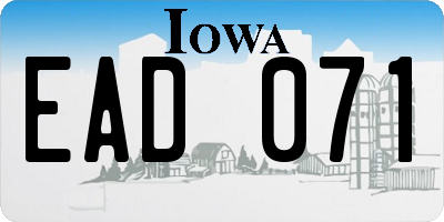 IA license plate EAD071