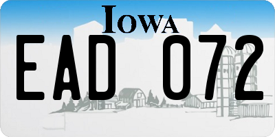 IA license plate EAD072