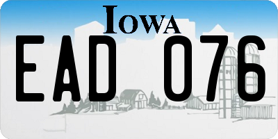 IA license plate EAD076