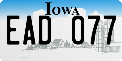 IA license plate EAD077