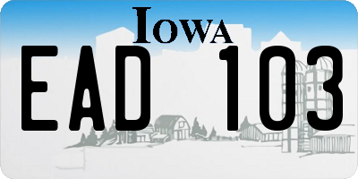 IA license plate EAD103