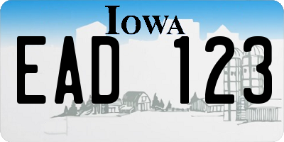 IA license plate EAD123