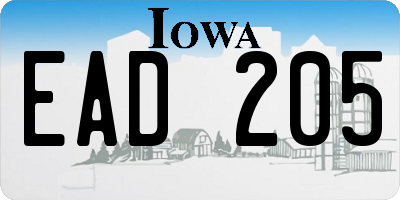 IA license plate EAD205