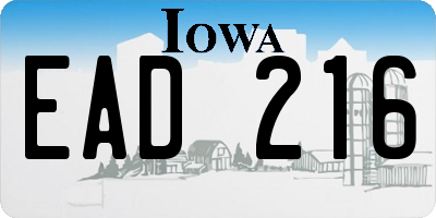 IA license plate EAD216