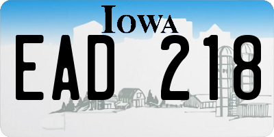 IA license plate EAD218