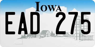 IA license plate EAD275