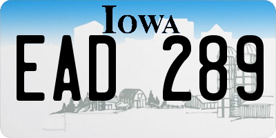 IA license plate EAD289