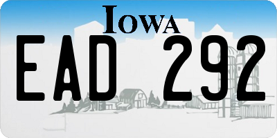 IA license plate EAD292