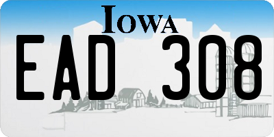 IA license plate EAD308