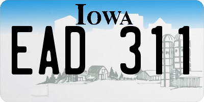 IA license plate EAD311