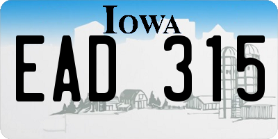 IA license plate EAD315