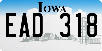 IA license plate EAD318