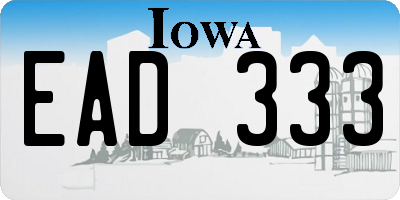 IA license plate EAD333