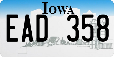 IA license plate EAD358