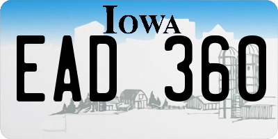 IA license plate EAD360
