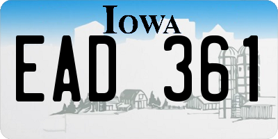 IA license plate EAD361
