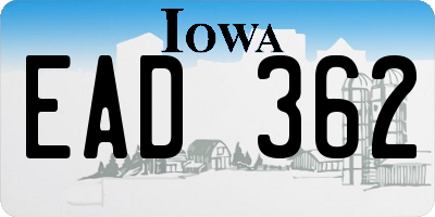 IA license plate EAD362