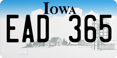 IA license plate EAD365