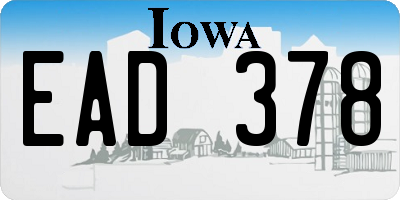 IA license plate EAD378