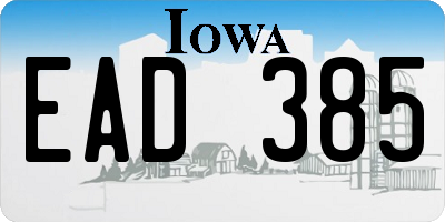 IA license plate EAD385