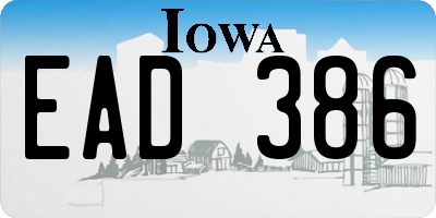 IA license plate EAD386