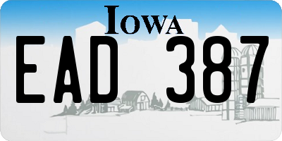 IA license plate EAD387