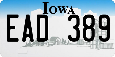 IA license plate EAD389