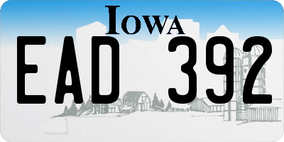 IA license plate EAD392