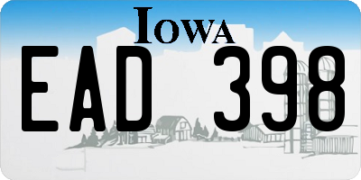 IA license plate EAD398