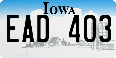 IA license plate EAD403