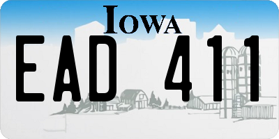 IA license plate EAD411