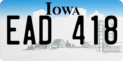 IA license plate EAD418