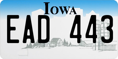 IA license plate EAD443