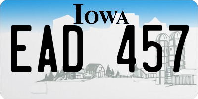 IA license plate EAD457