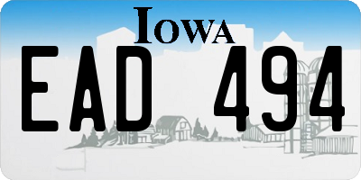 IA license plate EAD494