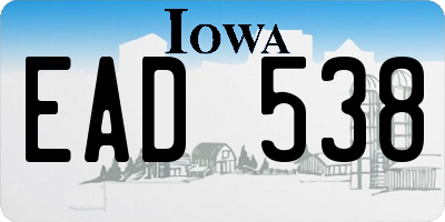 IA license plate EAD538