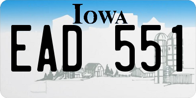 IA license plate EAD551