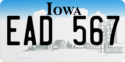 IA license plate EAD567
