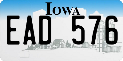 IA license plate EAD576