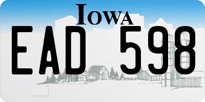 IA license plate EAD598