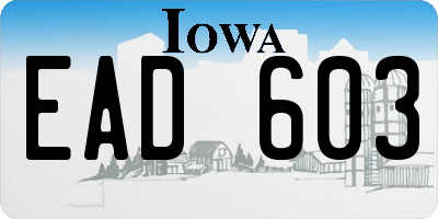 IA license plate EAD603