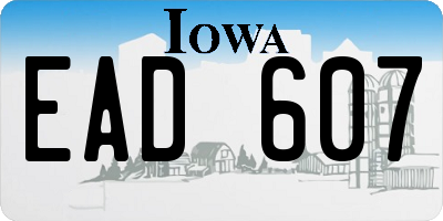 IA license plate EAD607