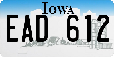 IA license plate EAD612